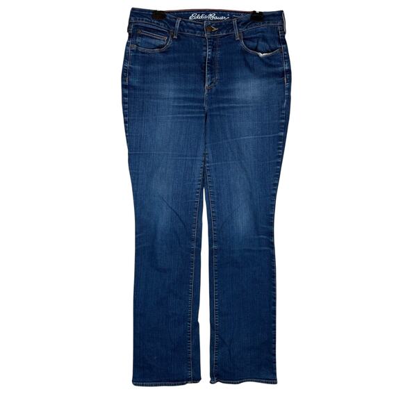 Eddie Bauer Jeans Womens 12T Blue Denim Curvy 5-Pockets Bootcut Leg Zip Fly - Picture 1 of 16